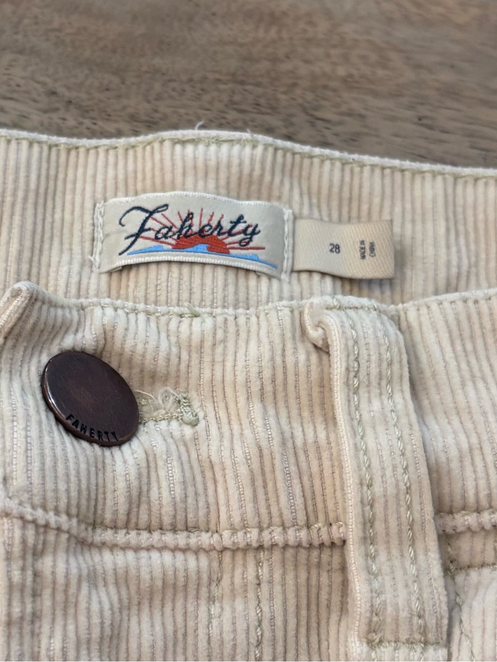 Farherty Cream Corduroy Women’s Jeans - Cropped boot cut fit. size 28